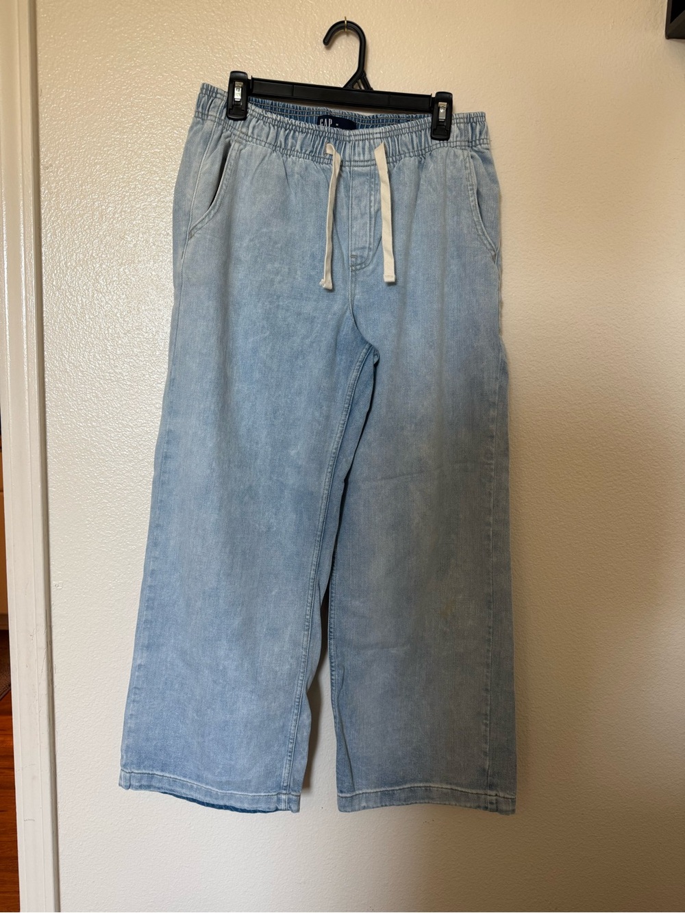 GAP Light Wash Wide Leg Jeans with Drawstring